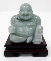 Stunning antique Chinese carved Jade Buddha statue on a quality wooden stand. Beautifully carved,
