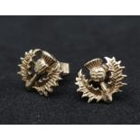 A 9K YELLOW GOLD THISTLE STUD EARRINGS 1.1G ref: A/S 4026