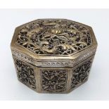 An antique Chinese Silver Box. Embellished with a delightful floral design, marked & tested