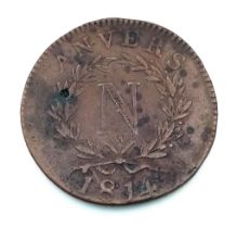 A French Siege of Antwerp 1814 10 Centimes Coin. Please see photos for conditions.