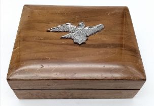 WW2 German Wooden Box with R.LB Badge (Air Raid Warden).