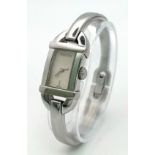 A Designer Gucci Quartz Ladies Watch. Stainless steel bracelet and rectangular case - 16mm width.