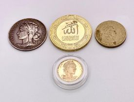 A Small Collection of Four Foreign Coins/Medals. Please see photos for finer details.