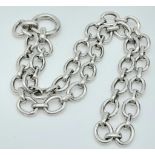 A STERLING SILVER ZINZI OVAL LINK NECKLACE. TOTAL WEIGHT 34.2G. TOTAL LENGTH 50CM.