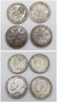 Collection of four, 1933-1939, Silver One Florins. Weight: 44.6g