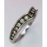 A 18K WHITE GOLD DIAMOND CURVED BAND RING 0.35CT 3.4G SIZE O ref: JR2 - 28