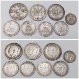 Parcel of Great Britain Coins, 1920-1929. 3x One Florin 4x One Shilling 1x Sixpence Total Weight: