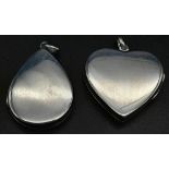 2 X STERLING SILVER HEART SHAPED & TEAR DROP LOCKETS. BRAND NEW. Total weight: 8.5g