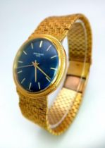 A SHOW STOPPING 18K GOLD PATEK PHILIPPE GENTS WATCH WITH BLOCK LINK SOLID 18K GOLD STRAP, AMAZING