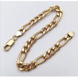 A 9K Yellow Gold Figaro Link Bracelet. 20cm. 7.1g weight.