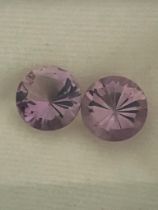 2 x AMETHYST GEMSTONES. Beautifully round cut and faceted. Total 3.6 Carat.