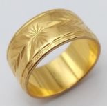 A Rich 22k Yellow Gold Band Ring with Arrowhead and Star Decoration. Size N. 10.7g weight.