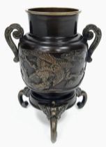 Superb Chinese Antique Bronze Censer. Depicting a Phoenix Bird in foliage. Wonderful detail, quality