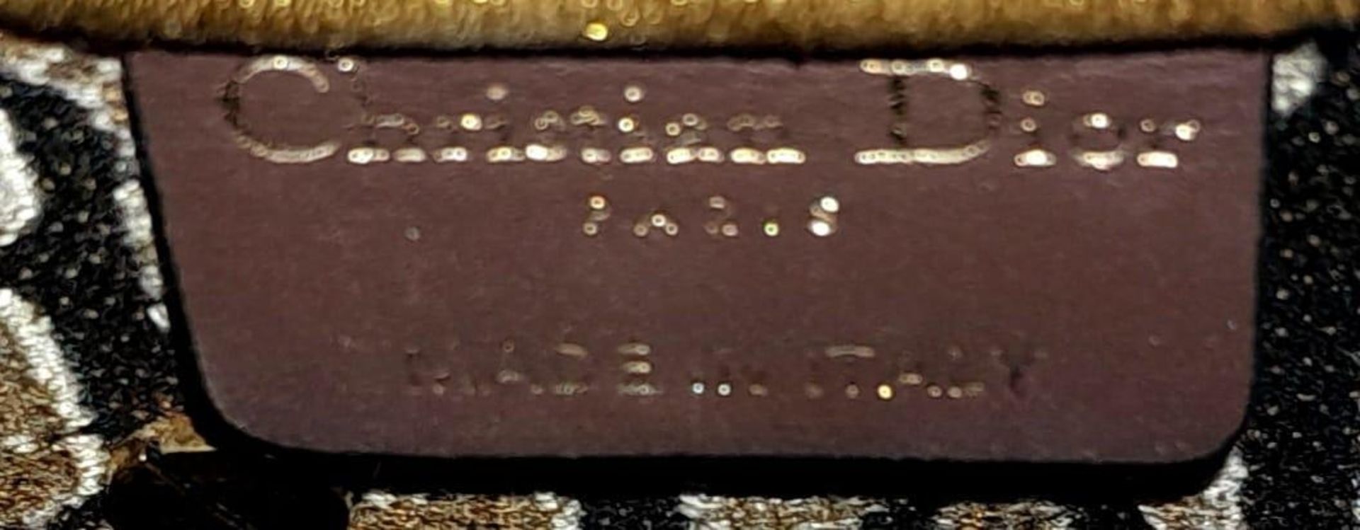 Christian Dior Saddle Handbag. Brown monogrammed velvet bag with gold tone hardware. Additional, - Image 9 of 9