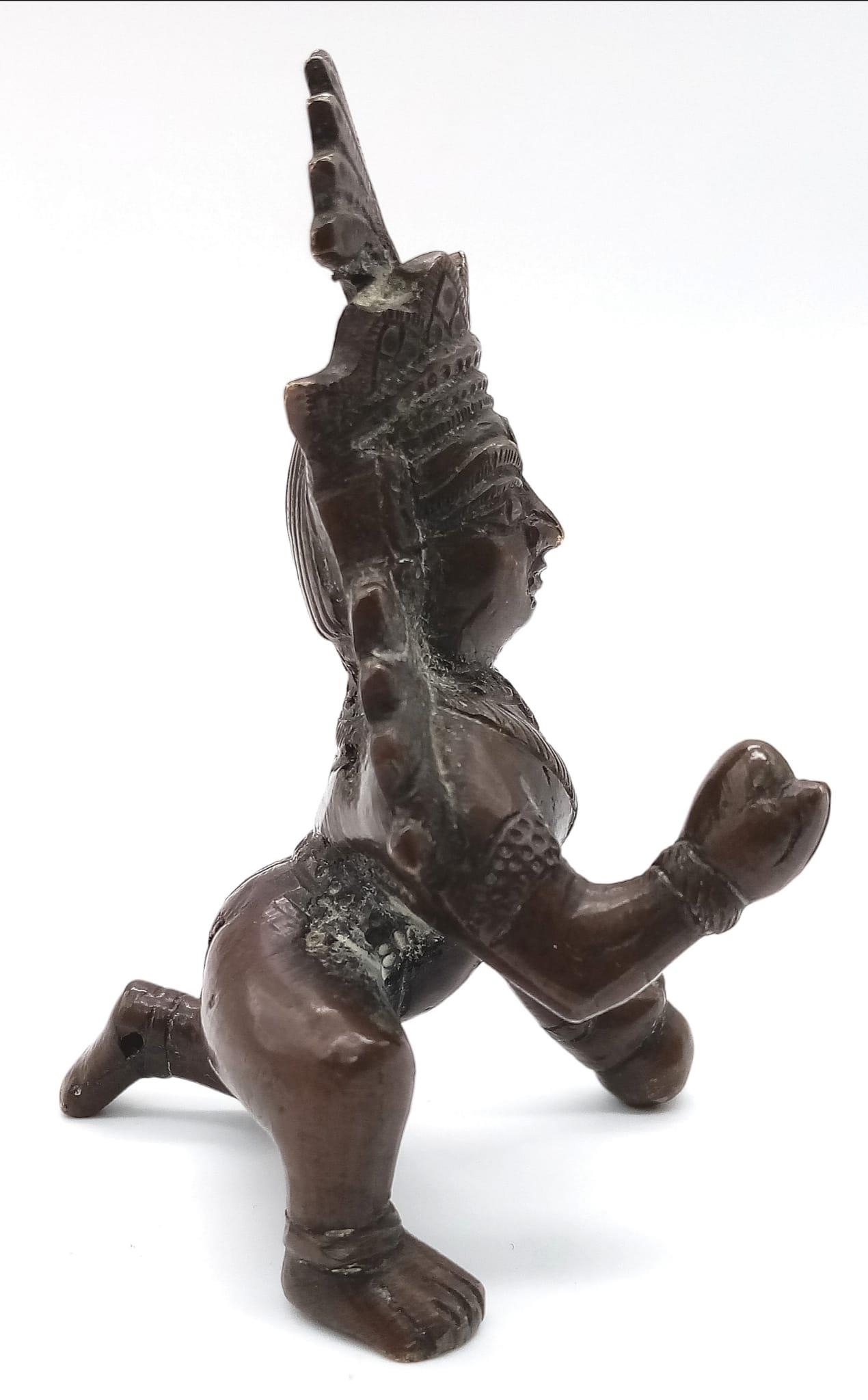 An 18th, early 19th, Century bronze South East Asian Figure. Very unusual, deity in a gesturing - Image 2 of 4