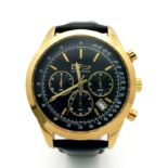 An Excellent Condition Men’s Gold Tone Chronograph Watch by Daniel Steiger. 46mm Including Crown.