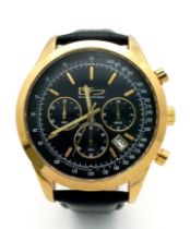 An Excellent Condition Men’s Gold Tone Chronograph Watch by Daniel Steiger. 46mm Including Crown.