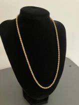 9 carat GOLD ROPE NECKLACE. Full UK hallmark. 8.24 grams. 50 cm.