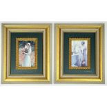 A pair of old world, Portrait Prints in lovely two-toned frames. Both measure 25cm wide by 29cm