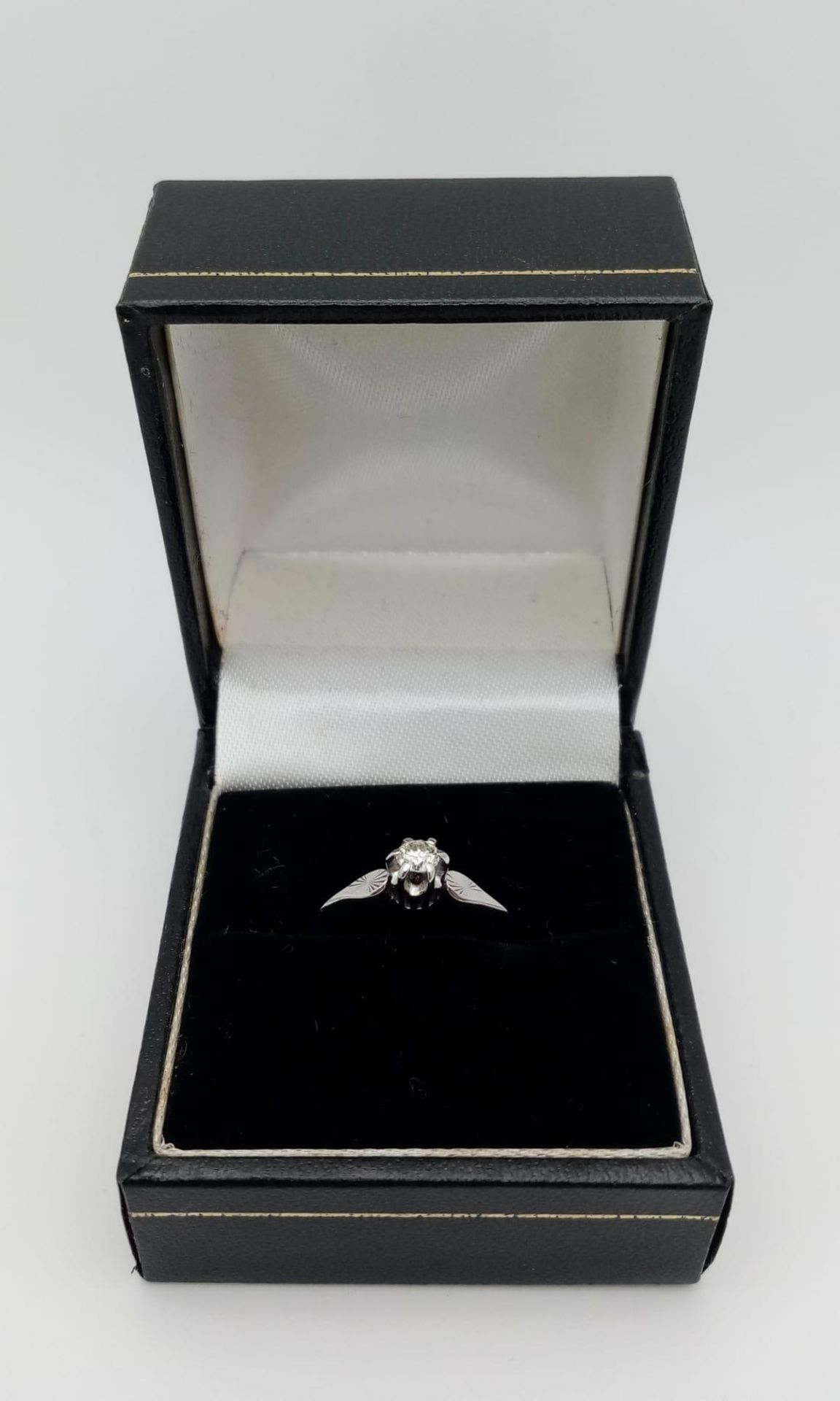 An 18 Carat White Gold Diamond Set Solitaire Ring Size N. Approx .10-.12 Carats. Ring Gross Weight - Image 8 of 9