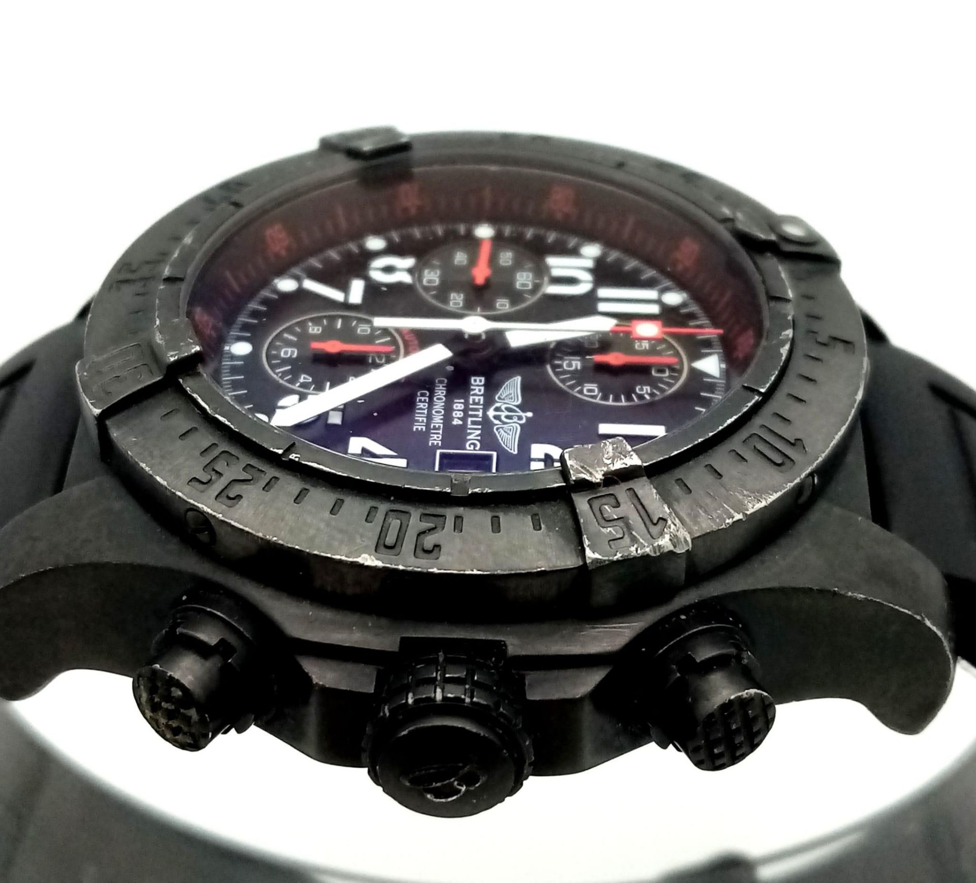 A Breitling Limited Edition (740/2000) Automatic Chronograph Gents Watch. Black rubber strap. - Image 6 of 13