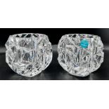 Pair of Tiffany & Co, Rock Cut Crystal Glass Votive Tea Light Holders. A very elegant pair, this