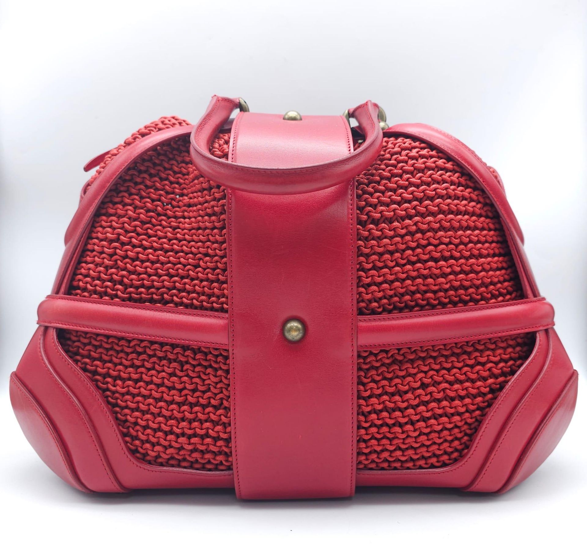 Alexander McQueen Red Woven Coated Canvas and Leather Novak Satchel. Versatile and functional, - Image 9 of 27