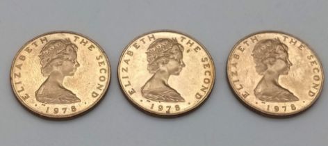 Parcel of three 1978 Pound Coins from the Isle of Man.