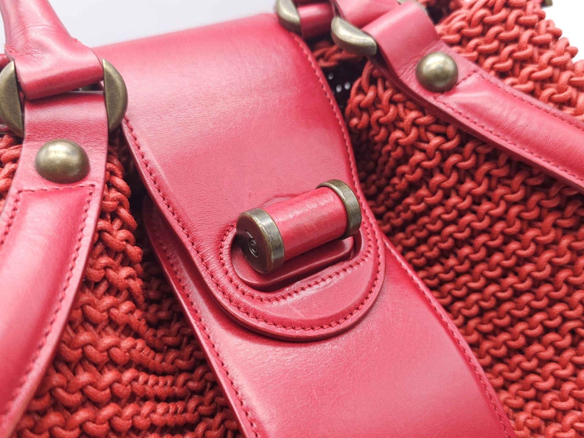 Alexander McQueen Red Woven Coated Canvas and Leather Novak Satchel. Versatile and functional, - Image 12 of 27