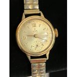 Ladies vintage 9 carat GOLD TUDOR WRISTWATCH. Gold Plated expandable bracelet/strap. Subsidiary