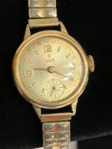 Ladies vintage 9 carat GOLD TUDOR WRISTWATCH. Gold Plated expandable bracelet/strap. Subsidiary