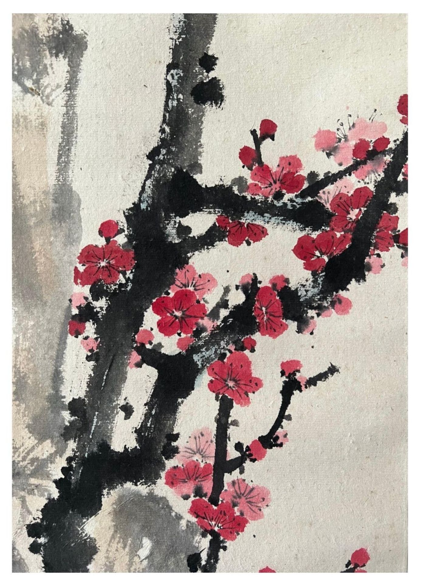 Plum blossom with crimson petals - Chinese ink and watercolour on paper scroll. Attributed to - Bild 7 aus 8