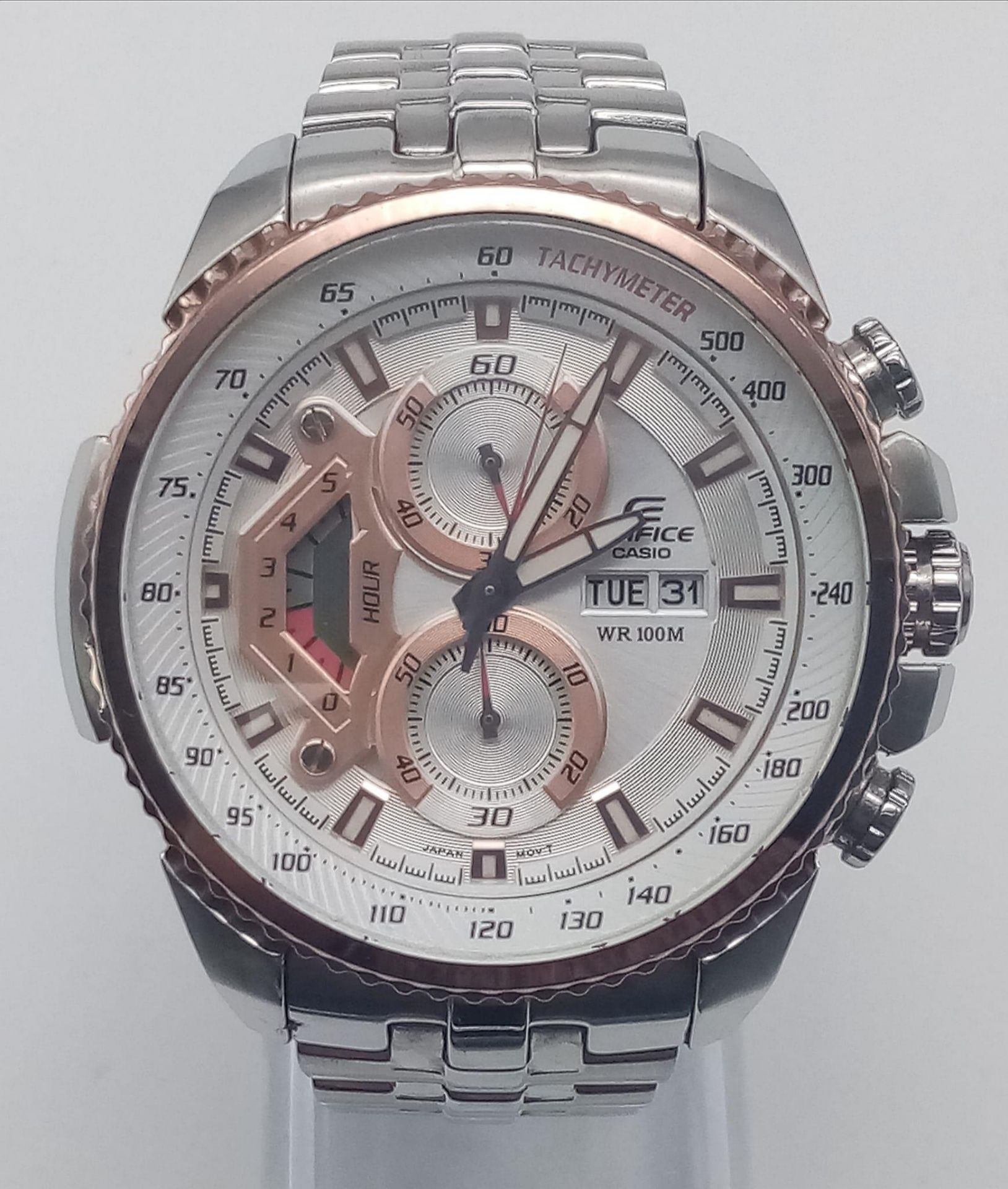 A Very Good Condition, Stainless-Steel, Men’s Casio Edifice Date-Date Sports Watch. 50mm Including