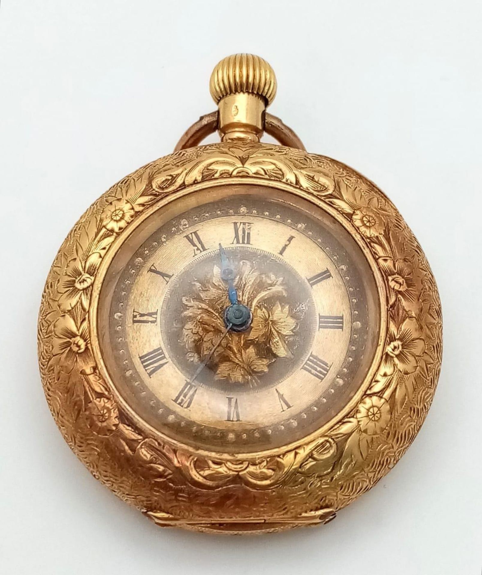 AN ORNATELY DECORATED 18K GOLD LADIES DUAL LEVER POCKET WATCH CIRCA 1930'S IN FULL WORKING ORDER AND - Image 2 of 13