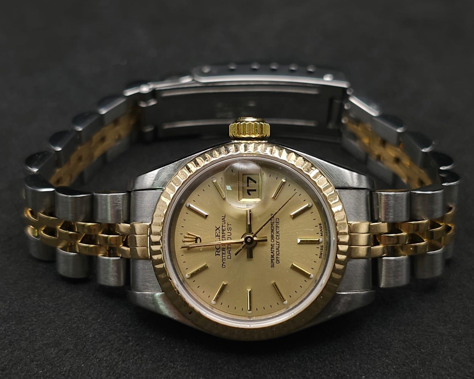 A Rolex Oyster Perpetual Datejust Bi-Metal Ladies Watch. Gold and stainless steel bracelet and - Image 5 of 7