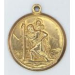 A Vintage 9K Yellow Gold Small St. Christopher Pendant/Charm. 12mm diameter. 1.5g weight.