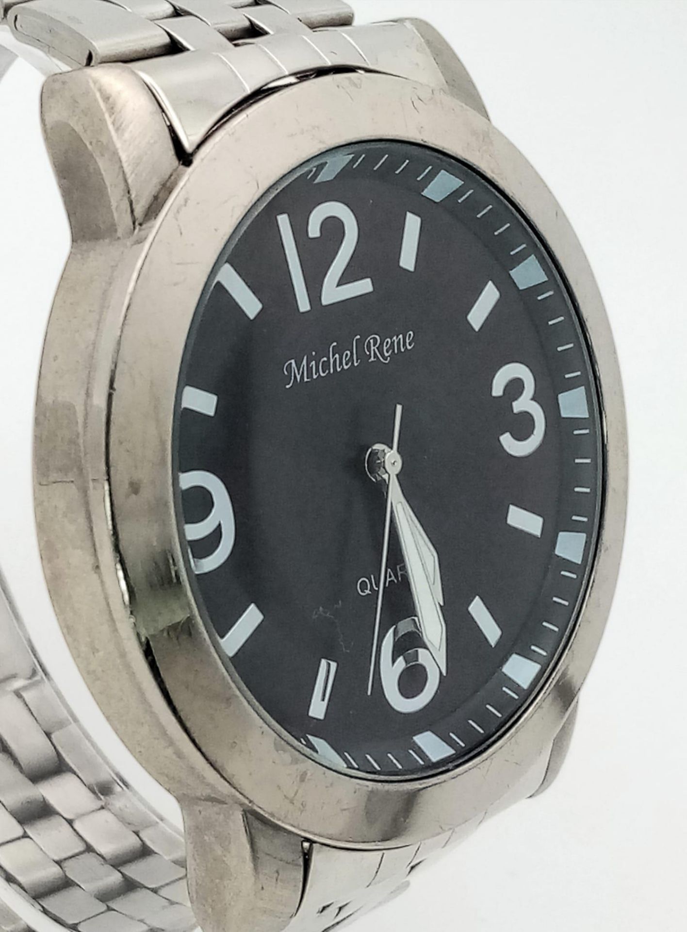 A Men’s Stainless Steel Quartz Watch by Michel Rene. 50mm Including Crown. New Battery Fitted - Bild 3 aus 6