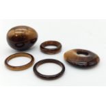 A Lot of Five Tigers Eye Pieces. Three rings, pendant and a small egg!