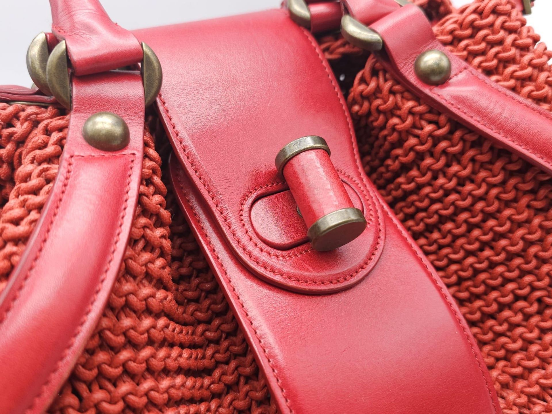 Alexander McQueen Red Woven Coated Canvas and Leather Novak Satchel. Versatile and functional, - Image 10 of 27