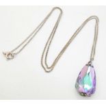 A fancy 925 silver mystic stone necklace. Total weight 3.8G. Total length 46cm.