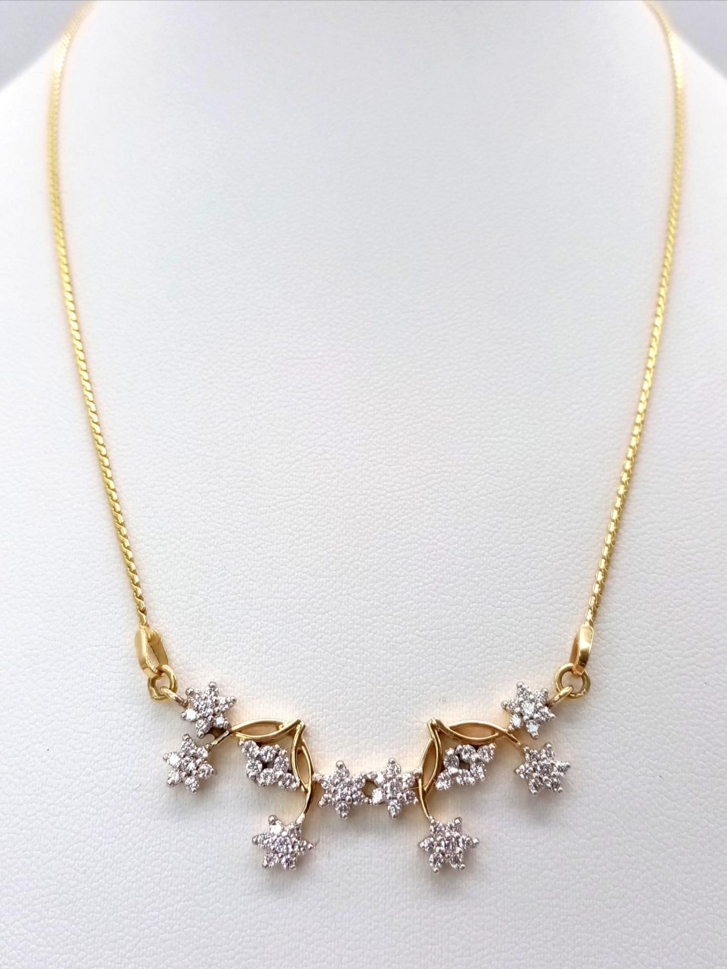 A 18K YELLOW GOLD DIAMOND SET NECKLACE 0.70CT 11.2G 39cm length ref: AS 5002