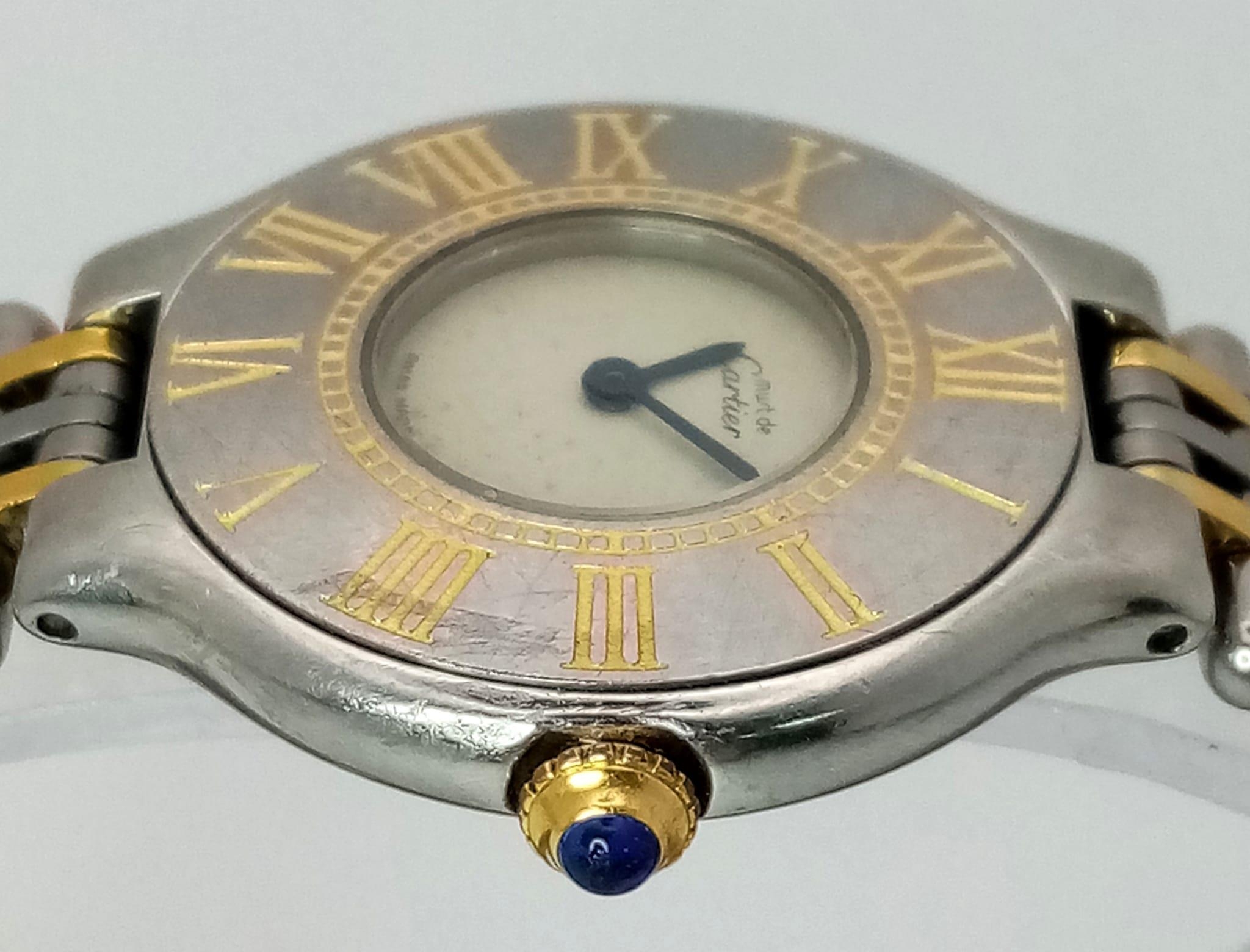 A LADIES MUST DE CARTIER 21 AN EARLY 1990'S MODEL THAT NEEDS THE BEZEL REPOLISHING 28mm a/f - Image 4 of 7