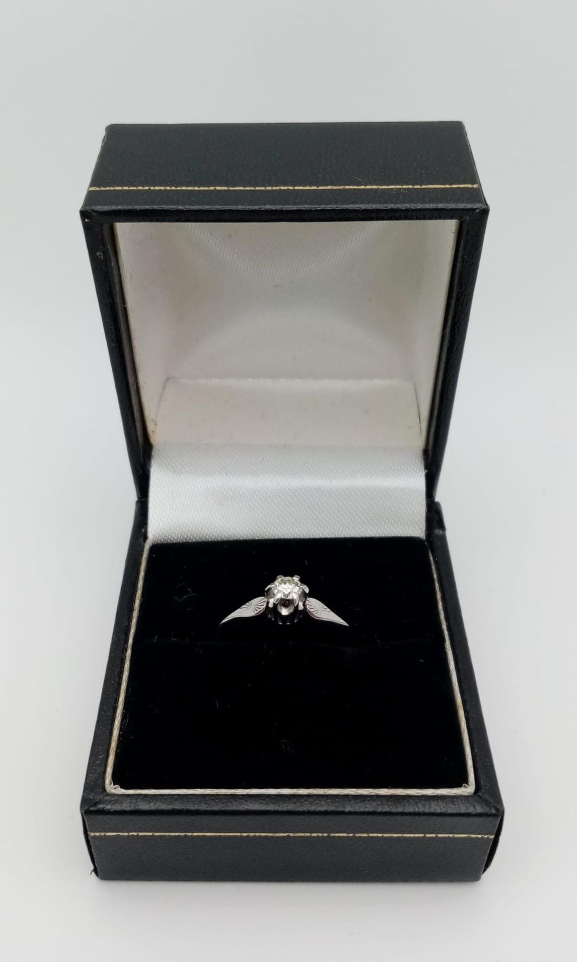 An 18 Carat White Gold Diamond Set Solitaire Ring Size N. Approx .10-.12 Carats. Ring Gross Weight - Image 9 of 9
