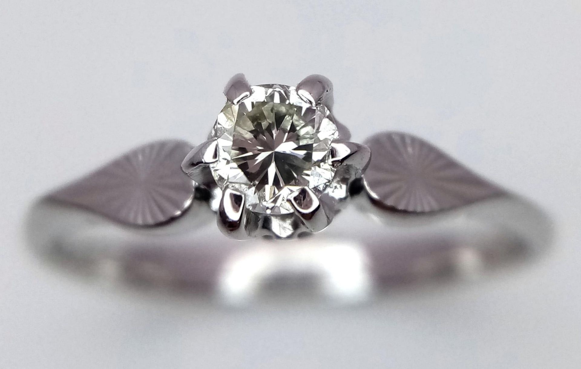 An 18 Carat White Gold Diamond Set Solitaire Ring Size N. Approx .10-.12 Carats. Ring Gross Weight - Image 2 of 9