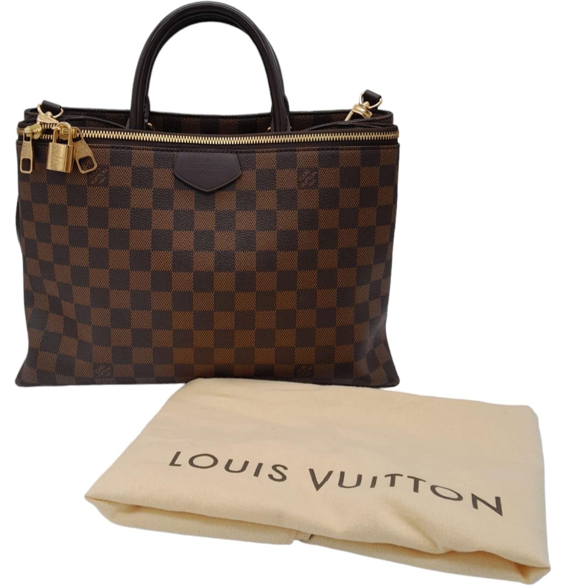 A Louis Vuitton Damier Ebene Brampton Handbag. Leather exterior with two rolled leather handles, - Image 2 of 11