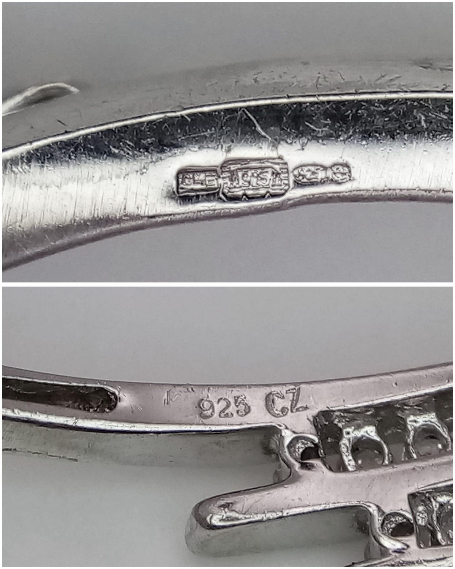 A Sterling silver CZ set hinged twist bangle (5.5cm inner width) 10g - Bild 4 aus 4