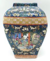 Unusual Chinese Canton Famille Rose Antique Vase. Decorated in vibrant enamel colours, depicting