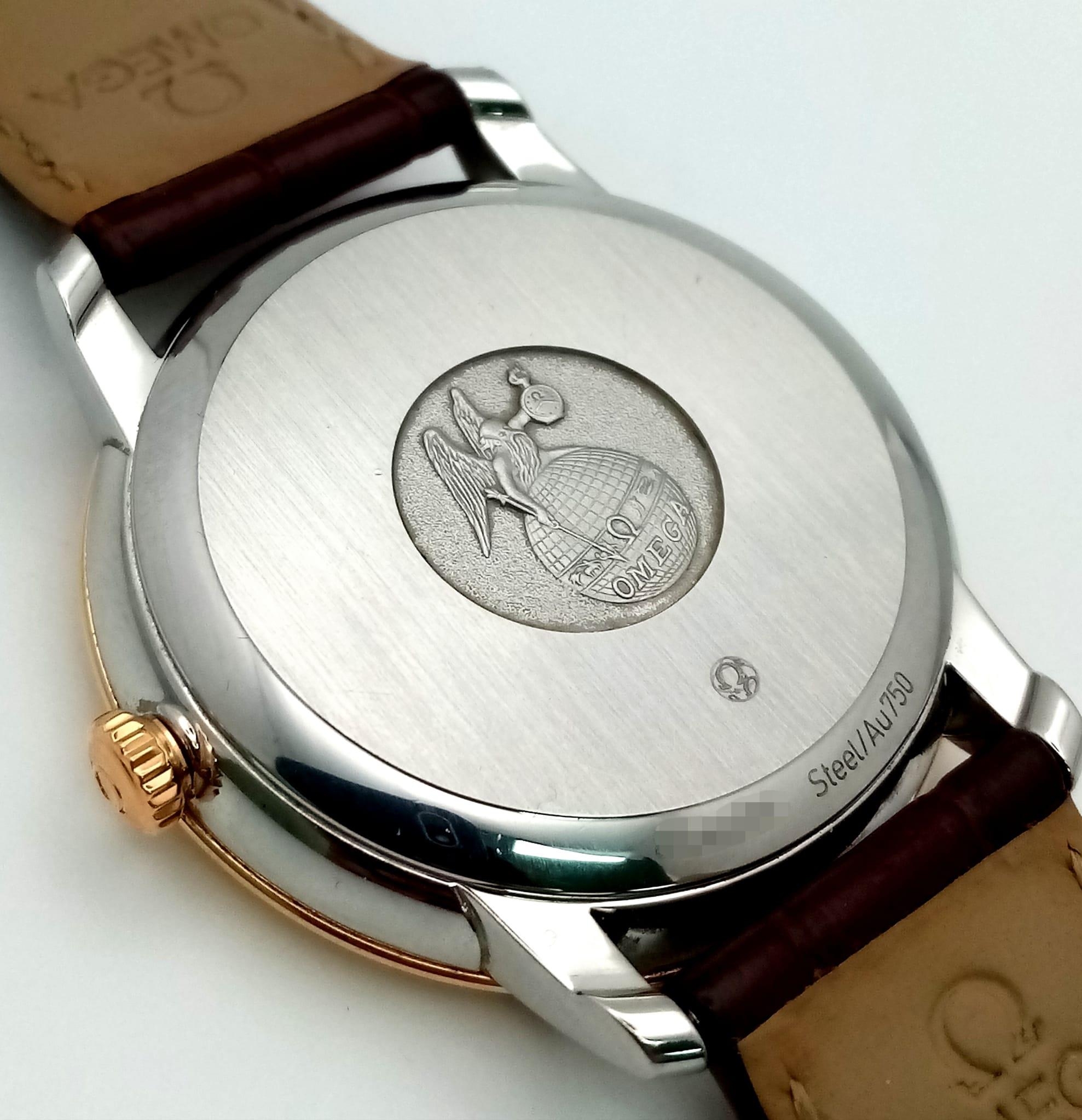 An Omega Deville Prestige Co-Axial Gents Watch. Brown leather strap. Gilded stainless steel case - - Image 12 of 30