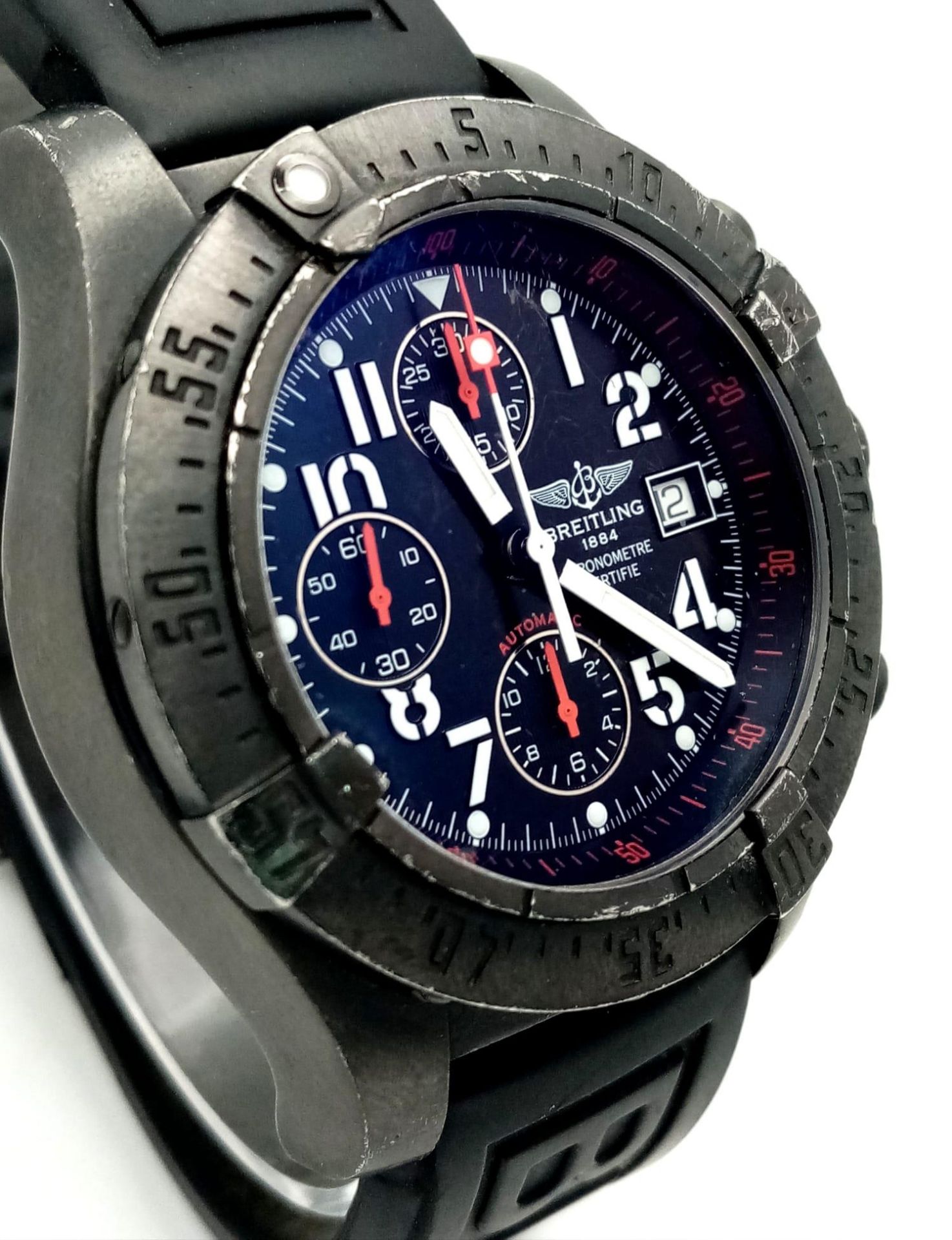 A Breitling Limited Edition (740/2000) Automatic Chronograph Gents Watch. Black rubber strap. - Image 4 of 13