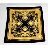 A Harrods Baroque Style Silk Scarf. Approximately 88cm x 88cm. In good condition but please see